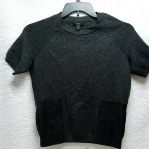 J. Crew Charcoal Gray Short-Sleeve Sweatshirt with Black Pockets
